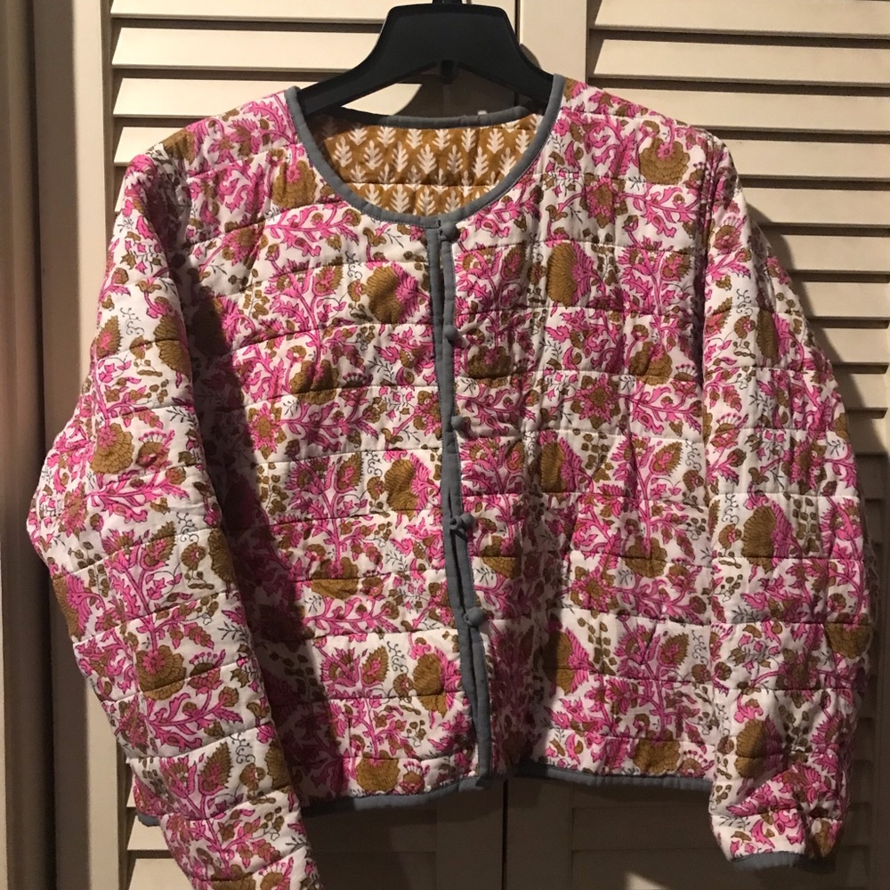 SZ BLOCK | pink & tan | reversible | cotton | worn 1x